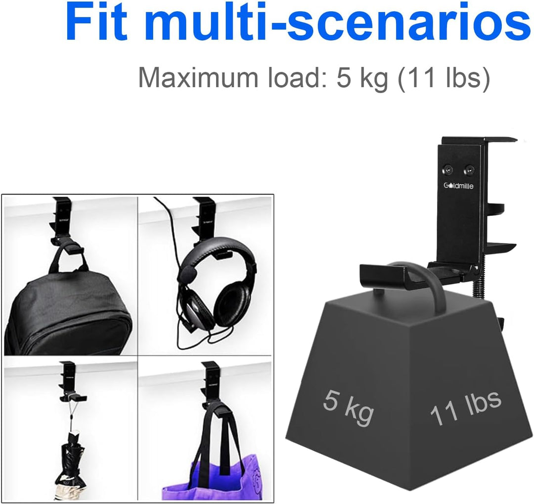 Goldmille Kopfhörerständer aus Aluminium, faltbar, mit Kabelclip, Headset-Halter, Klemmhaken unter d