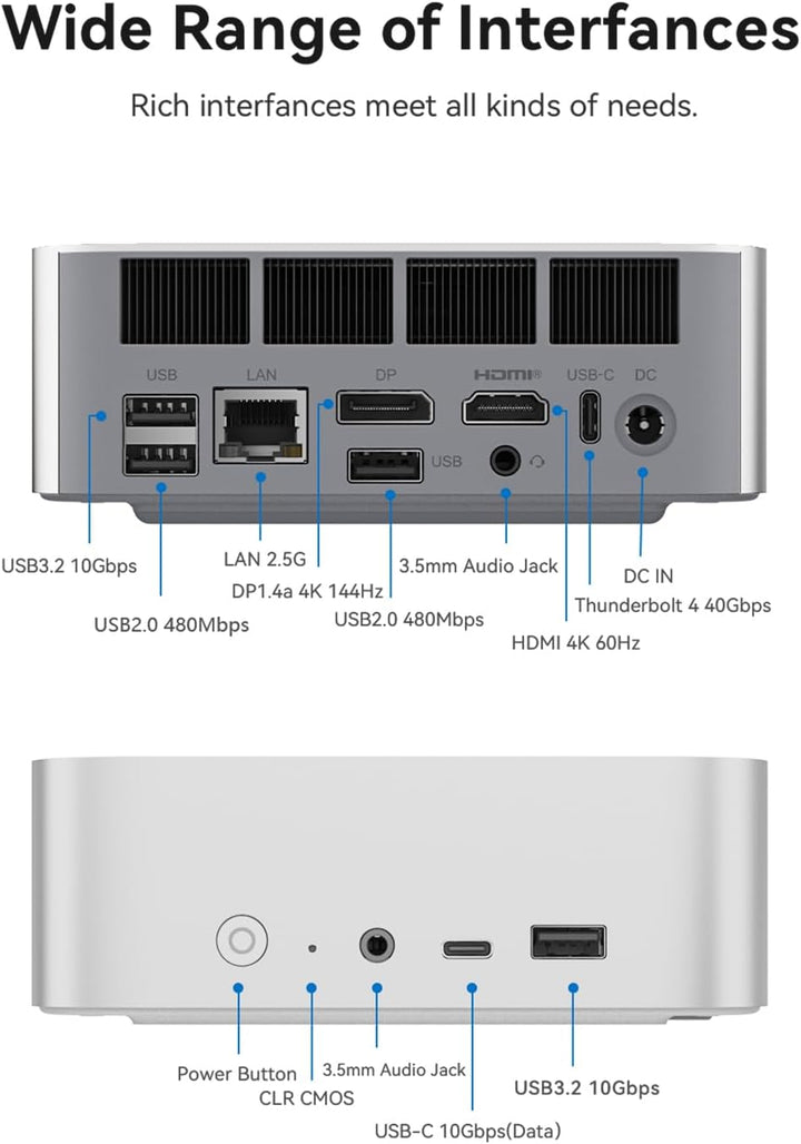 Beelink SEi14 Mini PC Intel Core Ultra 9 185H (16C/22T bis zu 5.1GHz), 32GB DDR5 1TB M.2 PCIe4.0 SSD
