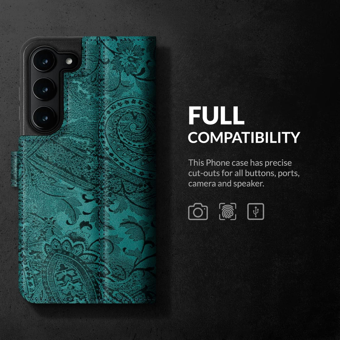 SURAZO Premium Handyhülle für Samsung Galaxy S23 Hülle Leder – Klappbare Echtleder Schutzhülle [Magn