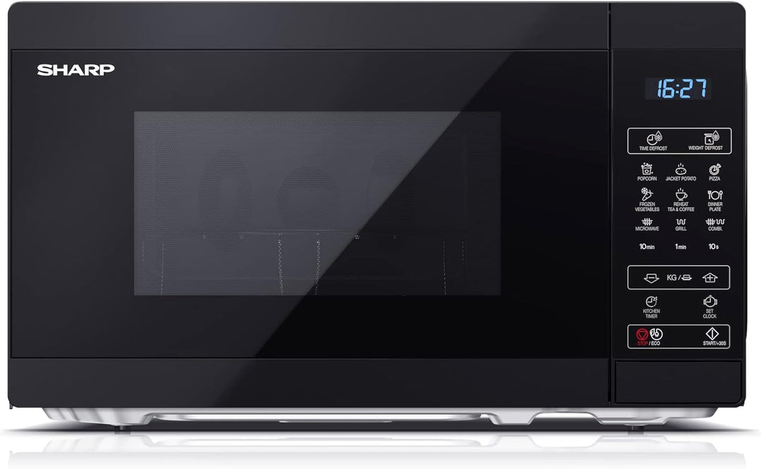 SHARP MG02EB Mikrowelle mit Grill (Mikrowelle: 800W, Grill: 1000W, 11 Leistungsstufen, Auftaufunktio