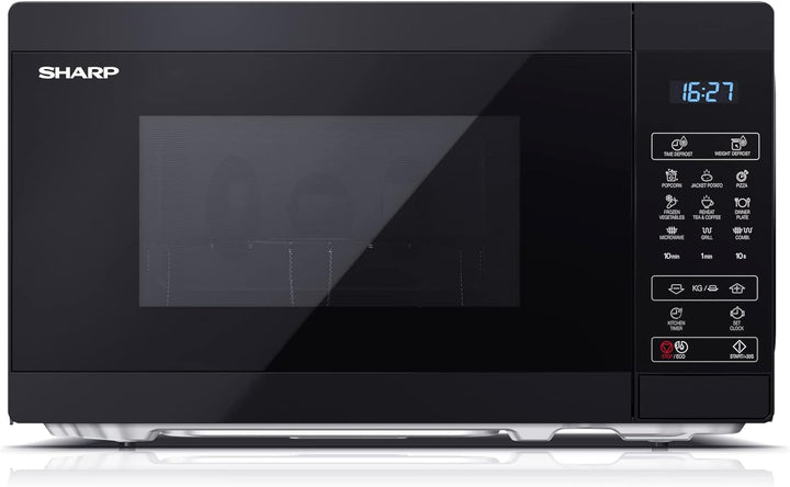 SHARP MG02EB Mikrowelle mit Grill (Mikrowelle: 800W, Grill: 1000W, 11 Leistungsstufen, Auftaufunktio