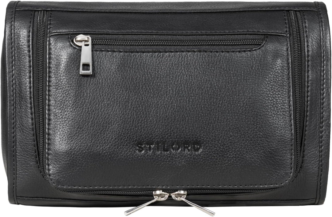 STILORD 'Juri' Leder Kulturbeutel Gross für Damen und Herren Unisex Waschtasche für Unterwegs Kosmet