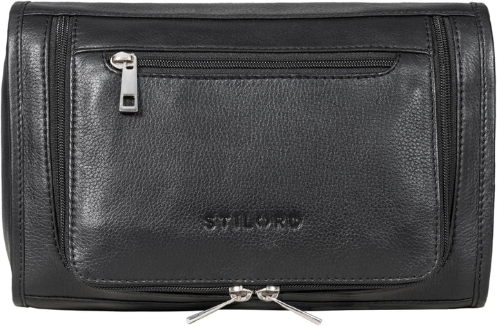 STILORD 'Juri' Leder Kulturbeutel Gross für Damen und Herren Unisex Waschtasche für Unterwegs Kosmet