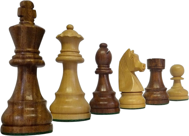 SchachQueen - Bundesliga Turnier Schachfiguren braun/weiss Classic Holz Königshöhe 97 mm