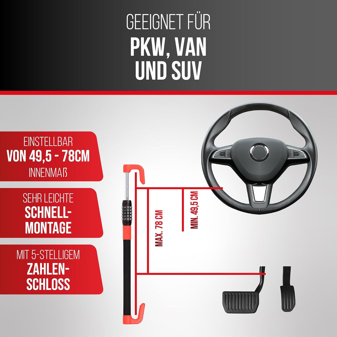 HEYNER® Lenkradschloss Auto Wegfahrsprre Diebstahlschutz, Pedal blockieren