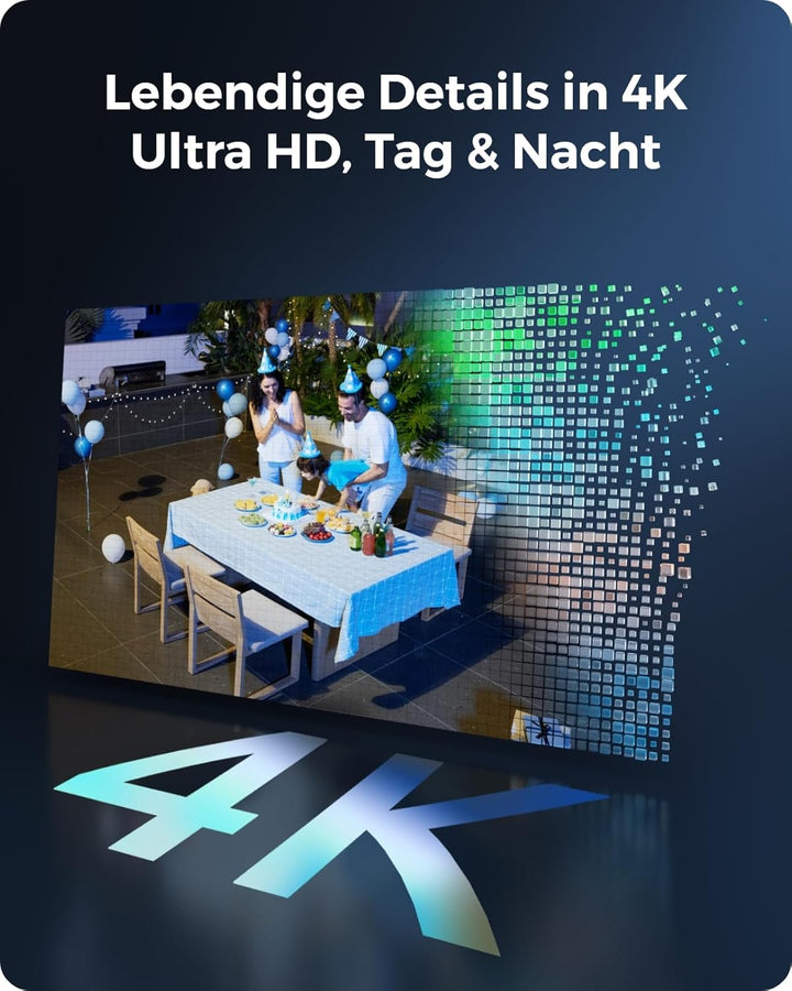 Reolink 4K Überwachungskamera Aussen Solar, 360°/140° Schwenk-/Neige WLAN Kamera Outdoor Akku mit Sp