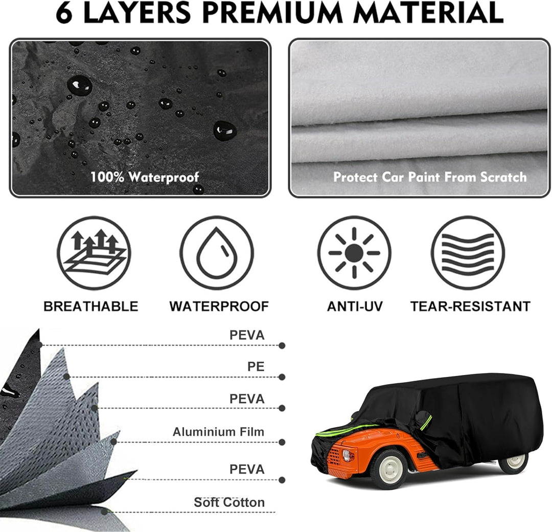 Autoabdeckung Passend für Citroen Mehari 1968-1988, wasserdichte Vollgarage Autoplane mit Reissversc