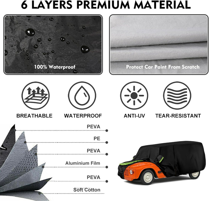 Autoabdeckung Passend für Citroen Mehari 1968-1988, wasserdichte Vollgarage Autoplane mit Reissversc