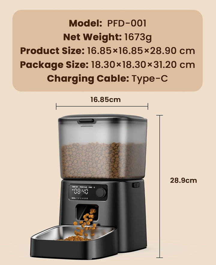 oneisall 3.5L Futterautomat Katze, Katzenfutter Automat mit Programmierbarem Timer, 1-6 Mahlzeiten p