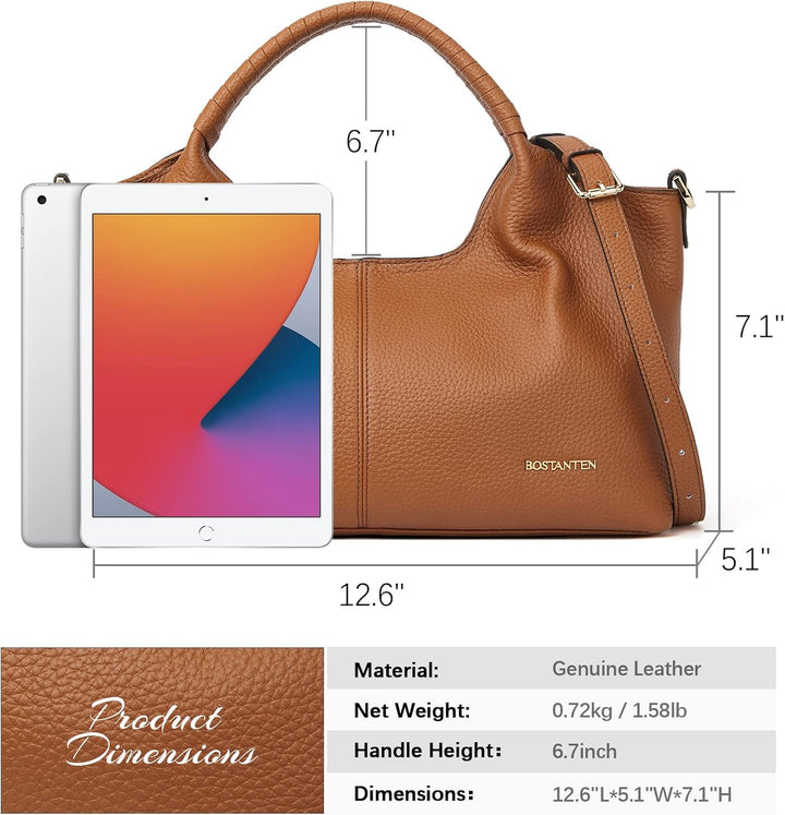 BOSTANTEN Damen Weiches Leder Handtaschen Gross Schultertasche Designer Frauen ledertaschen 2411-bra
