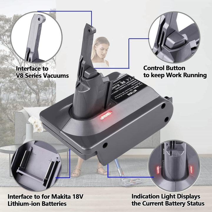 【Upgraded】 2-in-1 V7/8 Akku-Adapter für Makita 18V Akku konvertieren zu für Dyson V7/8 Handstaubsaug