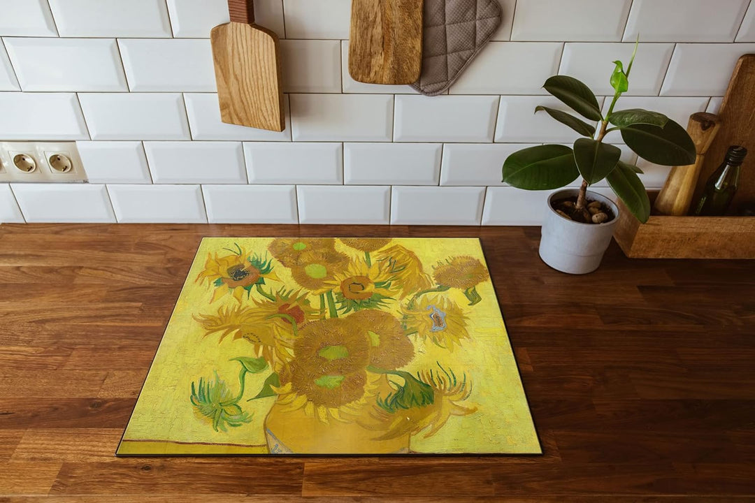 Vincent Van Gogh - Sonnenblumen II Herdabdeckplatte & Spritzschutz aus Echtglas | Für Herd-Kochfelde