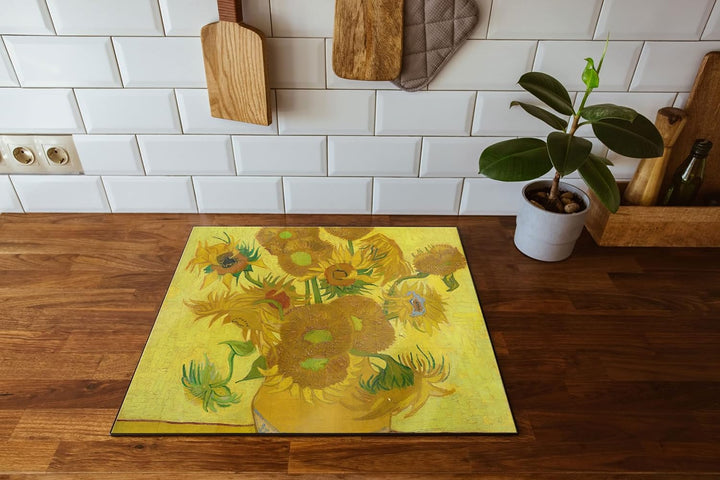 Vincent Van Gogh - Sonnenblumen II Herdabdeckplatte & Spritzschutz aus Echtglas | Für Herd-Kochfelde