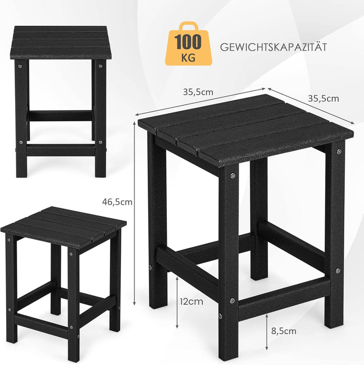 COSTWAY Beistelltisch, Kleiner Gartentisch aus UV-beständigem Kunststoff, Balkontisch wetterfest, fü