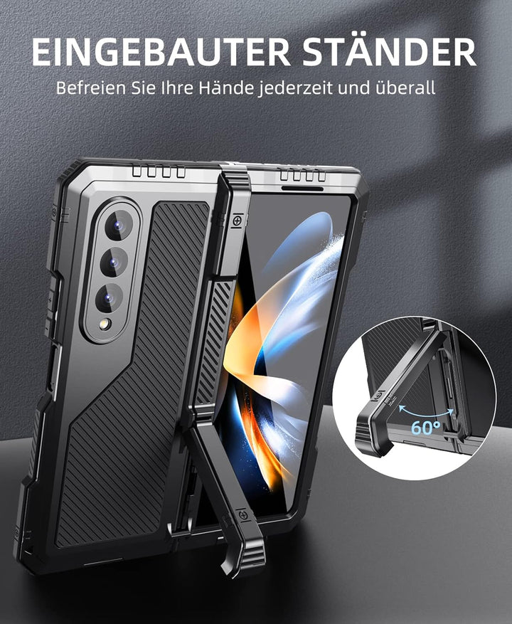 Beeasy für Samsung Galaxy Z Fold 4 Hülle, 360 Grad Outdoor Stossfeste Schutzhülle mit S Pen Halter u