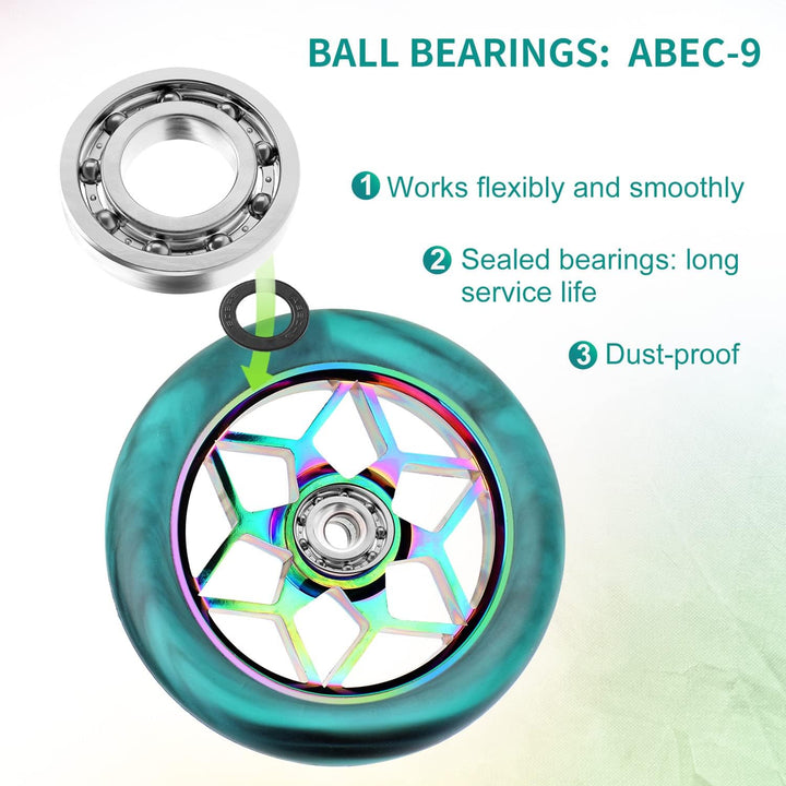 DBREAKS Stunt Scooter Rollen, 2 Stück Scooter Ersatzräder, 110mm Scooter Räder mit ABEC, 9 Kugellage