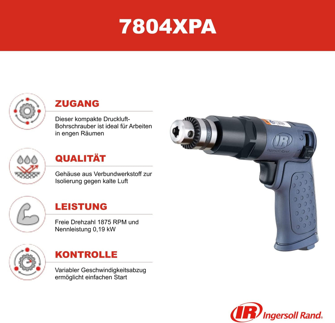 Ingersoll Rand Druckluftbohrmaschine 7804XPA, Hochleistungs-Druckluftbohrmaschine mit schlüssellosem