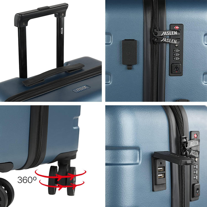 JASLEN - Handgepäck Koffer Trolley - Reisekoffer Mit Rollen und Reisekoffer Hartschalenkoffer für Vi