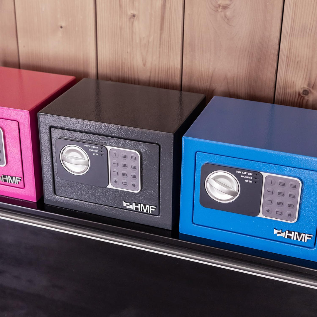 HMF 46126-11 Safe Tresor klein mit Zahlenschloss, Möbeltresor | 23 x 17 x 17 cm | Anthrazit, Anthraz