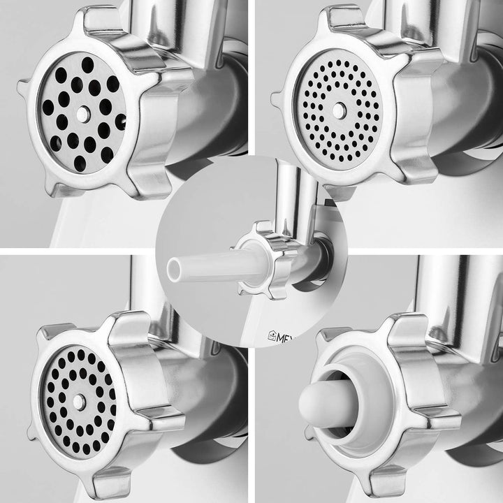 Edelstahl-Fleischwolf Elektrische Fleischwolf Wurstfüller mit 3 Schleifplatten, Klinge und Kubbe-Bef