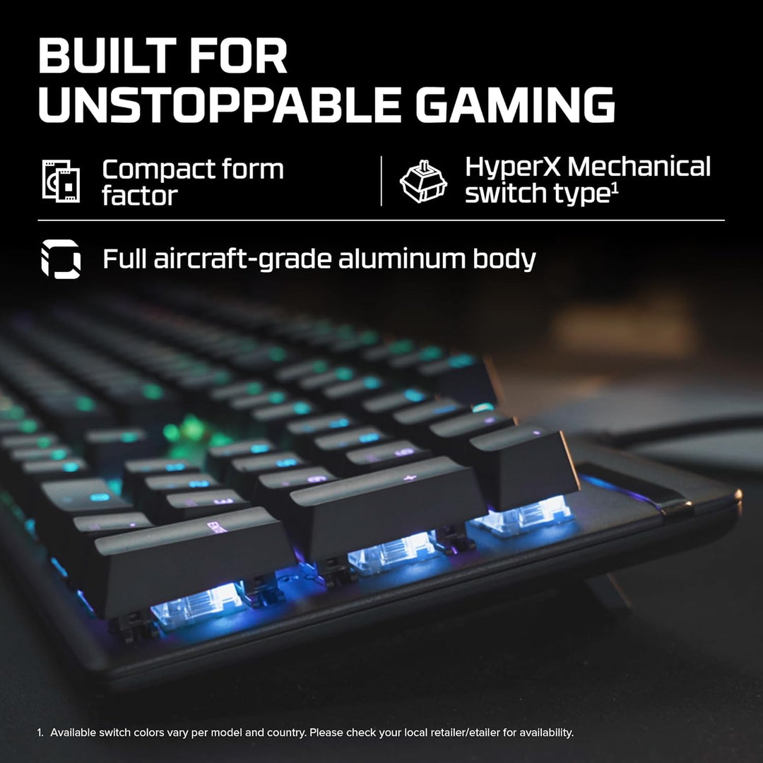 HyperX Alloy Origins – Mechanische Gaming–Tastatur, RGB, HyperX Blue mechanische Switches, kompakt,