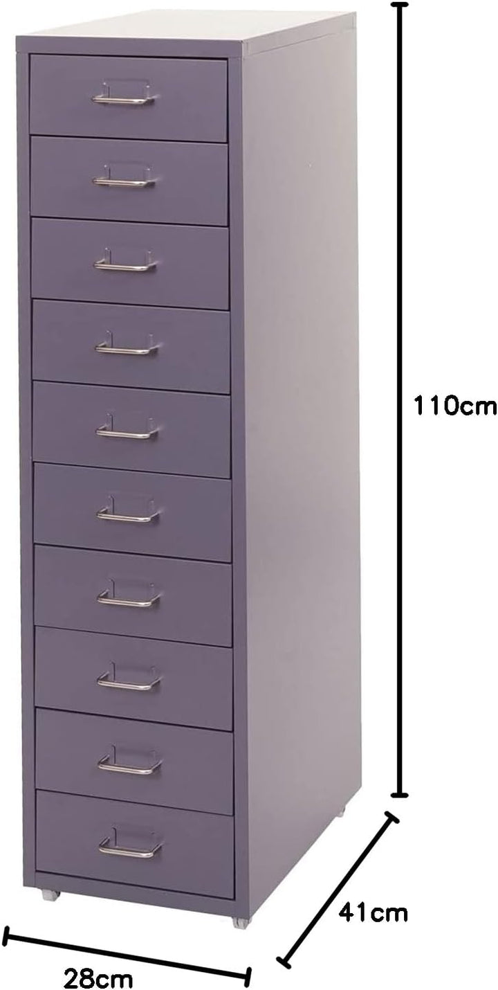 Mendler Rollcontainer Boston T851, Schubladenschrank Stahlschrank, 110x28x41cm 10 Schubladen - dunke