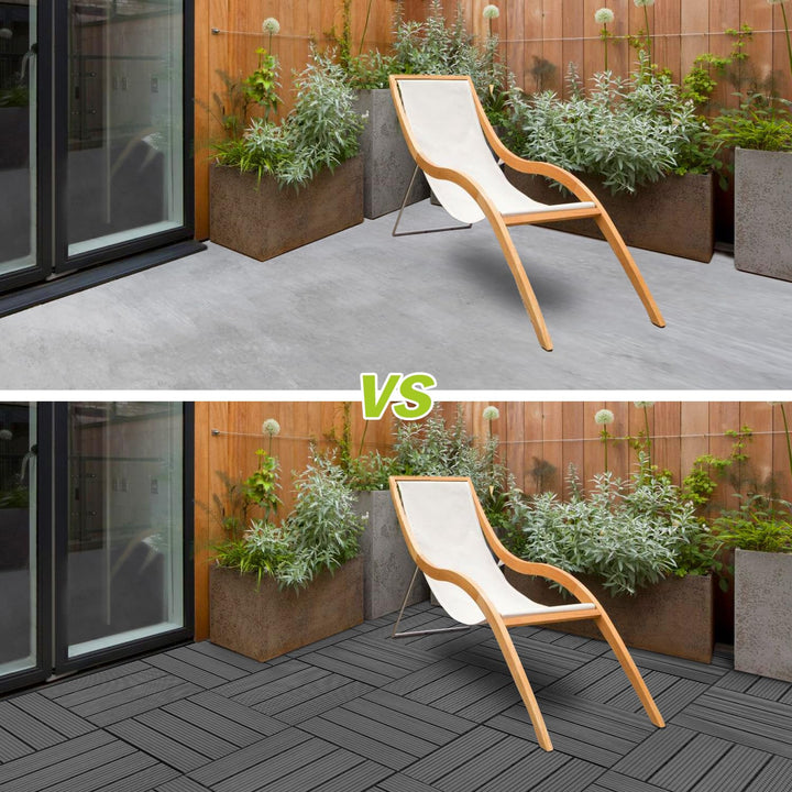 Ansobea WPC Terrassenfliesen Fliesen, 30x30 Holzfliesen 11er Set für 1m²,Balkonfliesen in Holzoptik,