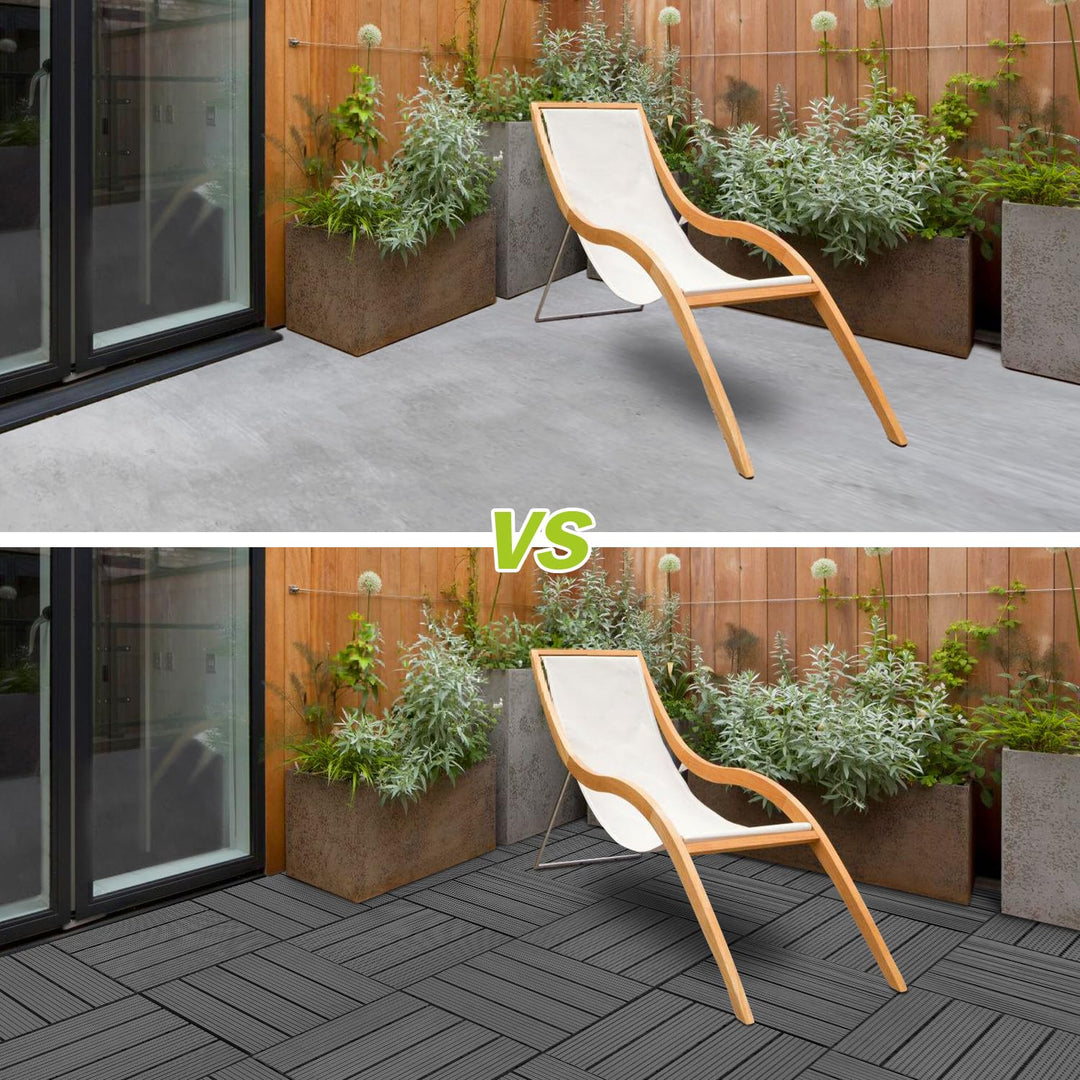 Ansobea WPC Terrassenfliesen Fliesen, 30x30 Holzfliesen 11er Set für 1m²,Balkonfliesen in Holzoptik,