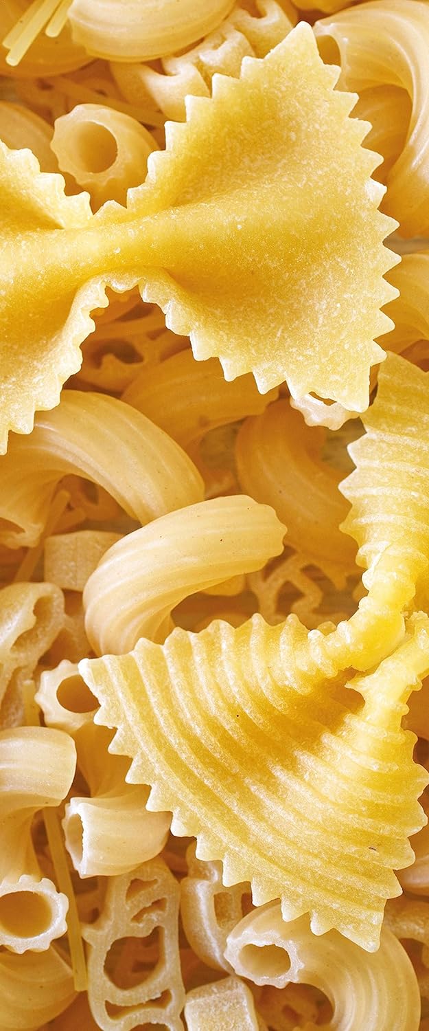 Glasbild Panorama | Wandbild aus Echtglas | Nudeln Pasta Italia Mischung | 100x40 cm | inkl. Aufhäng