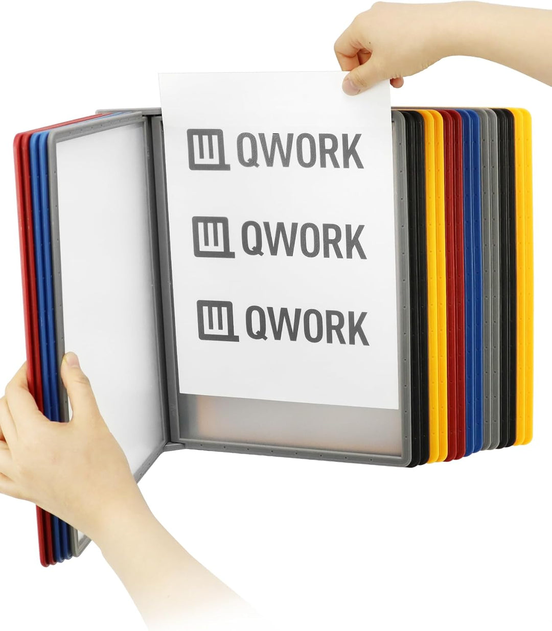 QWORK® Wand Sichttafelsystem - 20X Sichttafeln A4 - Mehrfarbig Dokumentenhalter für Messehallen, Res