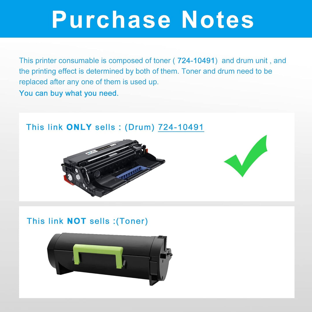 LCL Remanufactured Trommel 724-10491 724-10492 KVK63 (1 Schwarz) Ersatz für Dell B2360d B2360dn B346