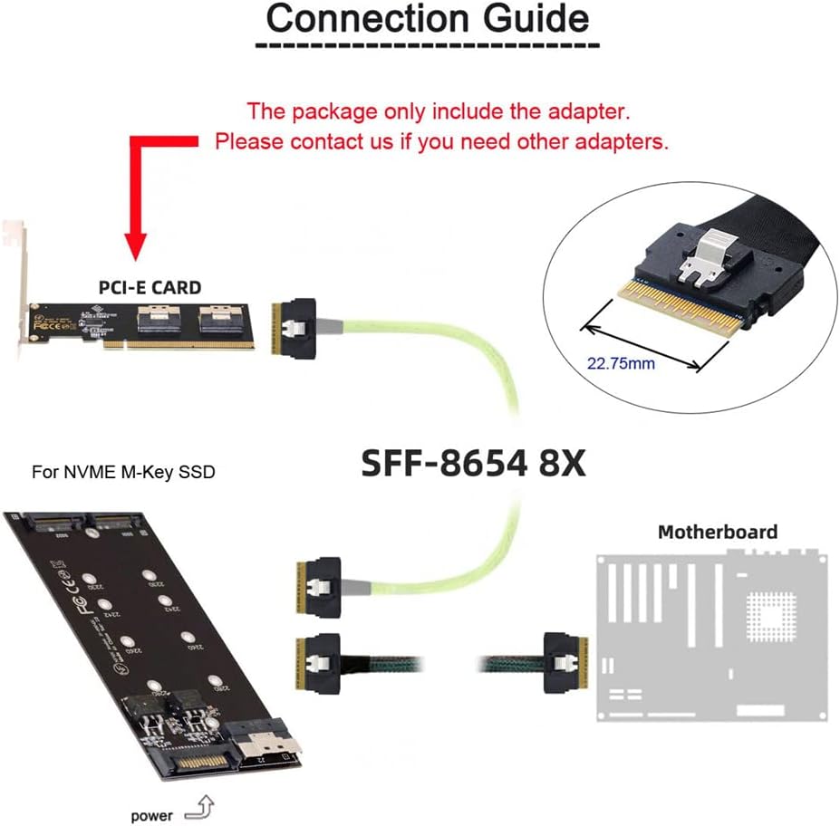 NFHK Dual Slimline SFF-8654 8X 4 NVME auf PCIE Express 3.0 4.0 Raid Card VROC Raid0 Hyper Adapter Du