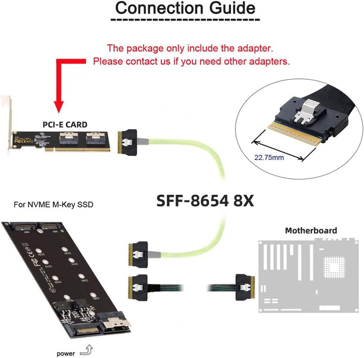 NFHK Dual Slimline SFF-8654 8X 4 NVME auf PCIE Express 3.0 4.0 Raid Card VROC Raid0 Hyper Adapter Du