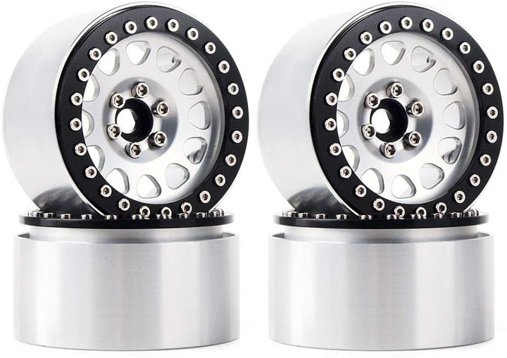 INJORA 4 Stücke 2,2 Beadlock Felgen Metall Räder Felge Set für 1:10 RC Rock Crawler Axial SCX10 RR10