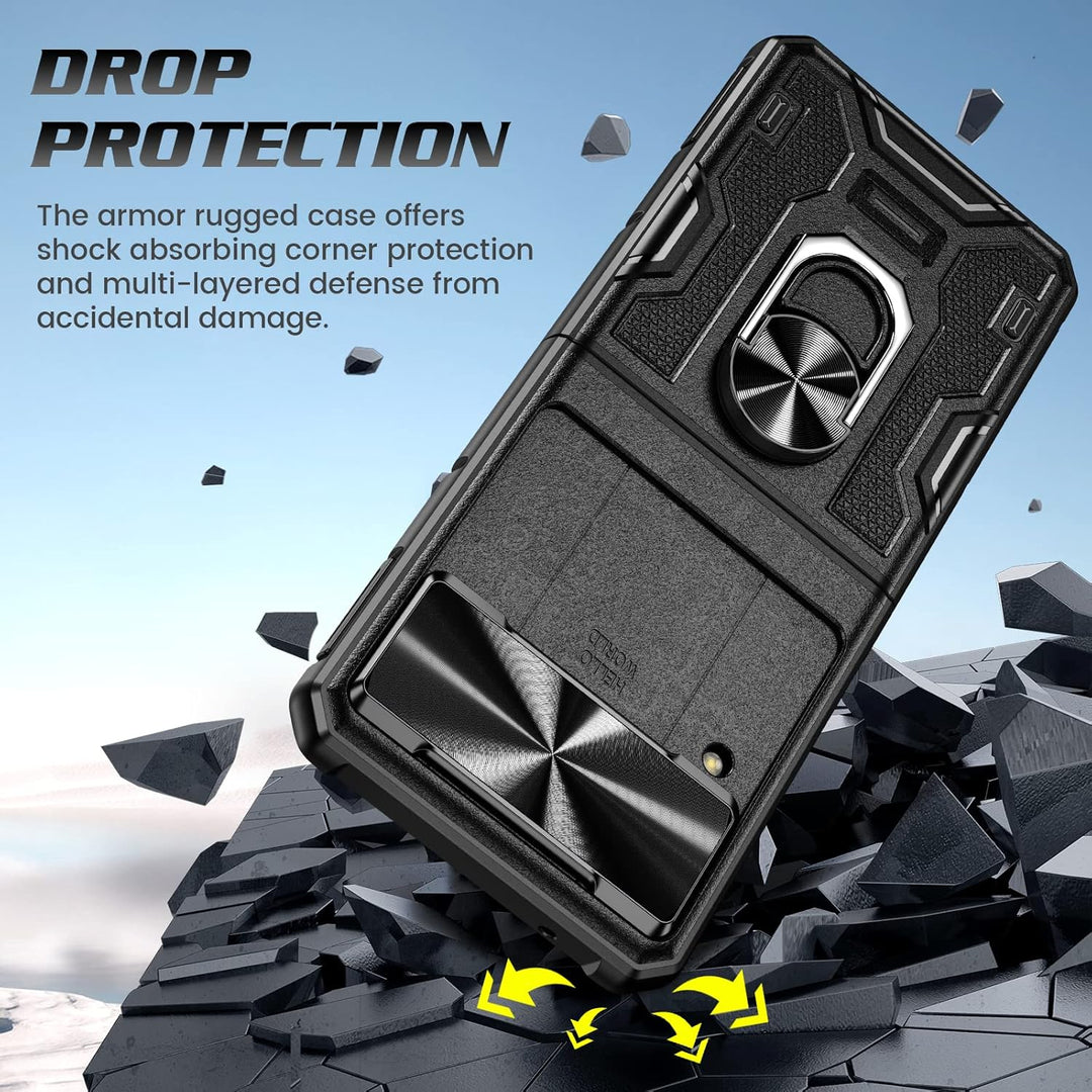 Doeshine für Samsung Z Flip 4 Hülle, Ganzkörper Robuste Stossfeste Schutzhülle mit Magnetischer Stan