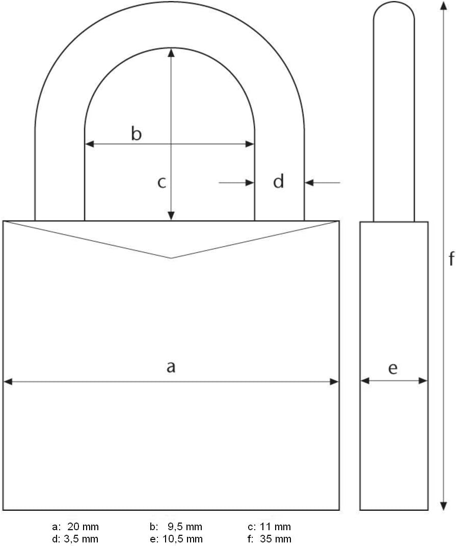 ABUS Vorhängeschloss 45/20 aus Messing - 3er Set - für Spinde, Werkzeugkisten, Koffer - 11820 - ABUS