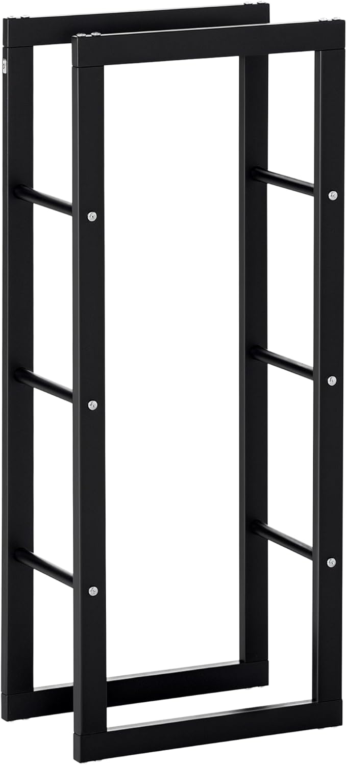 HOMCOM Kaminholzständer Kaminholzablage Feuerholzregal Kaminholzhalter 100kg Stahl Schwarz L40 x B25