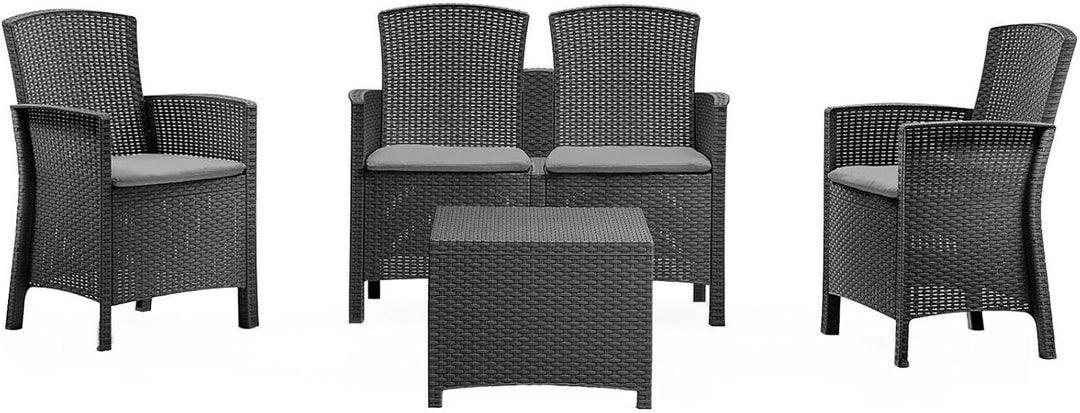 Dmora Urano-Lounge, Gartenmöbel-Set mit Kissen, für den Innen-und Aussenbereich, 100% Made in Italy,