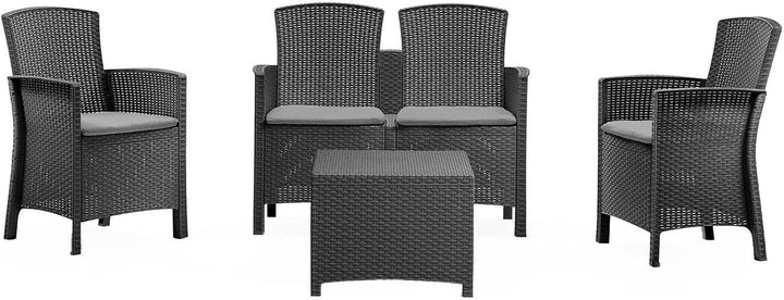 Dmora Urano-Lounge, Gartenmöbel-Set mit Kissen, für den Innen-und Aussenbereich, 100% Made in Italy,