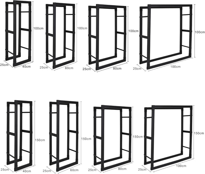 Randaco Kaminholzregal, Brennholzregal Aus Schwarzem Metall, Holzscheite Stapelhilfe für Innen, Feue
