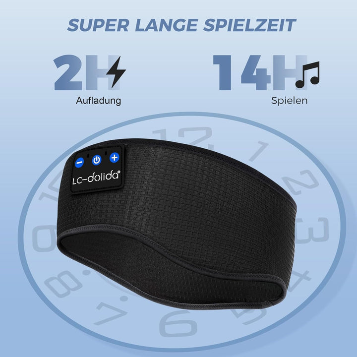 LC-dolida Schlafkopfhörer Bluetooth 5.4, Schlaf Stirnband Kopfhörer Headband Schlafmaske, Sportskopf