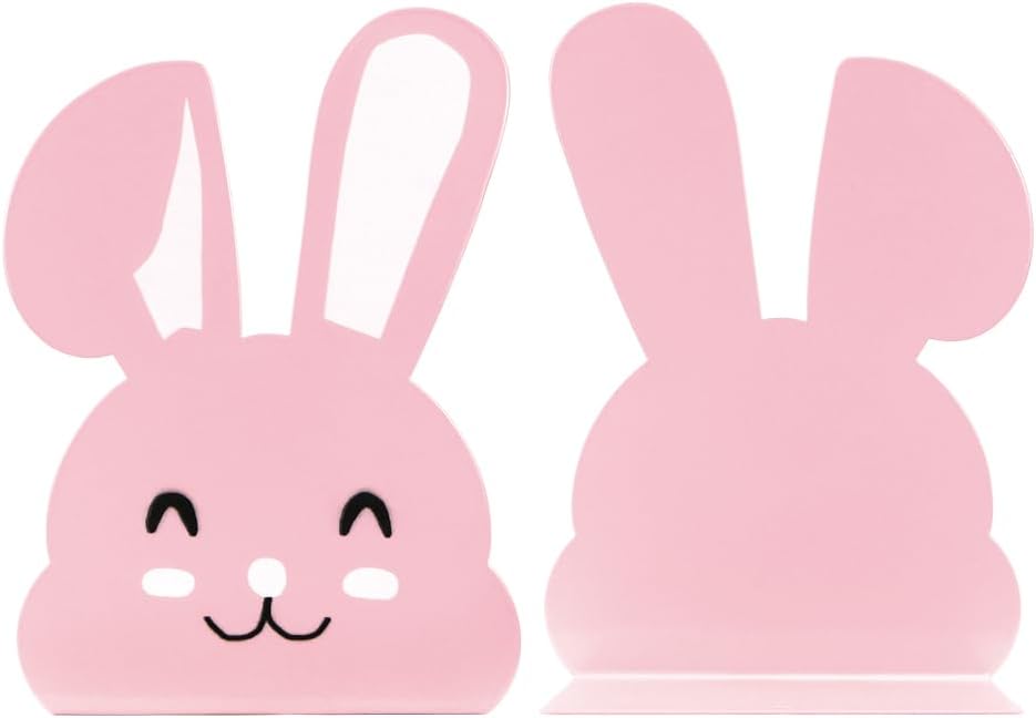 1 Paar niedliche Metall-Buchstützen, Cartoon-Tier-Hase, lange Ohren, rutschfest, Eisen, Buchstütze,