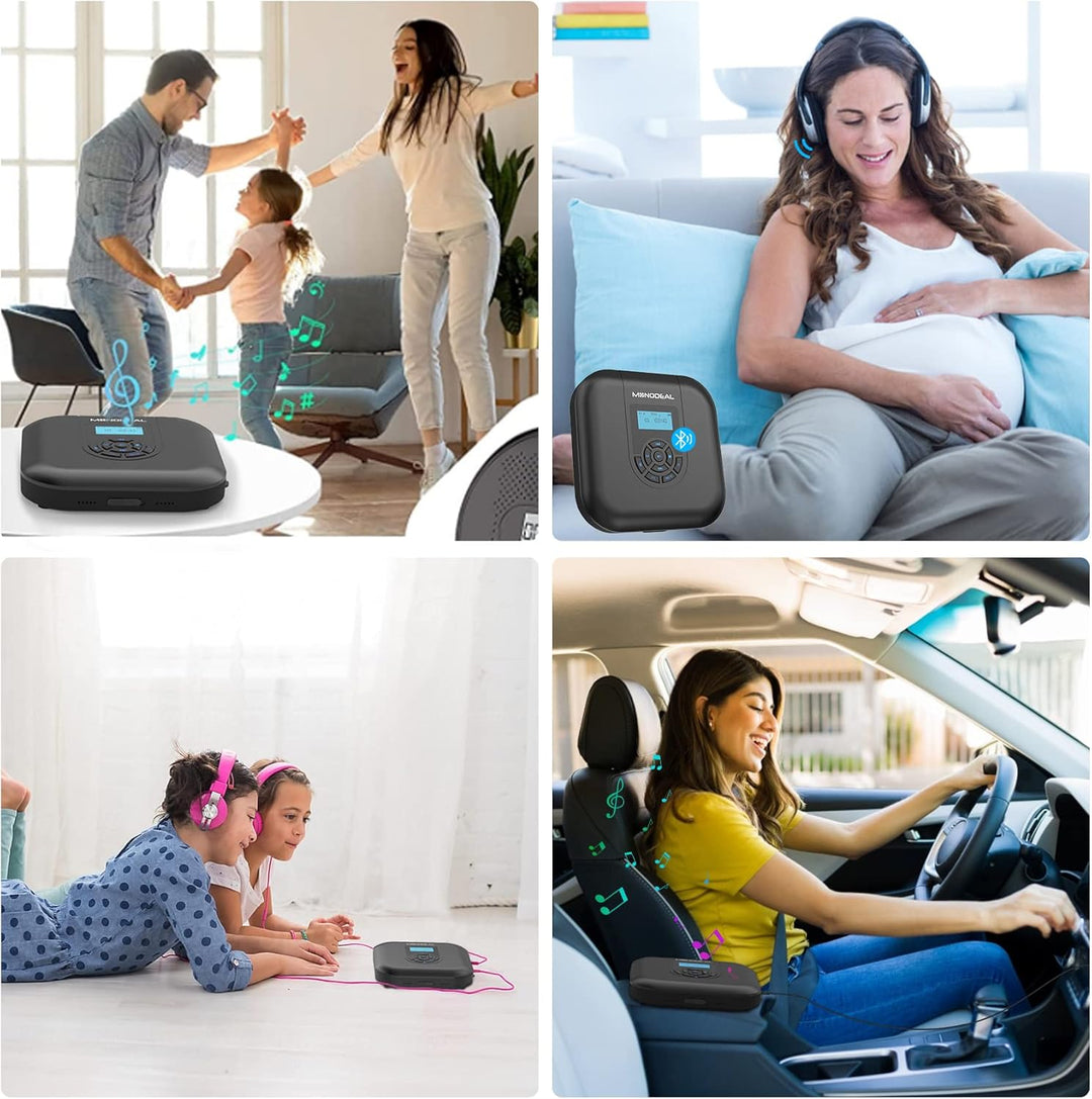 CD Player Tragbar, MONODEAL Tragbarer Bluetooth, Wiederaufladbar mit Lautsprecher und FM Transmitter