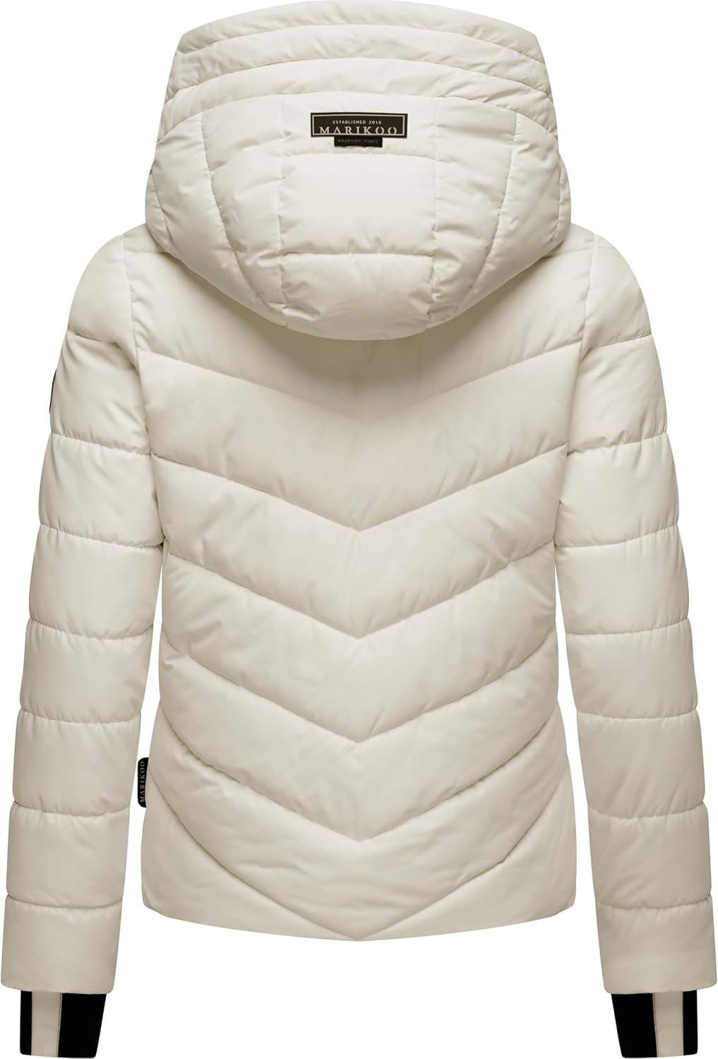 MARIKOO Damen Winterjacke warme Steppjacke mit abnehmbarer Kapuze Samuiaa XVI XS-3XL S Offwhite, S O