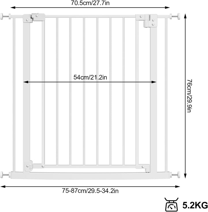 WOLTU Treppenschutzgitter, Türschutzgitter, Absperrgitter, Türgitter, 75-87 cm, mit/ohne Bohren, Aut