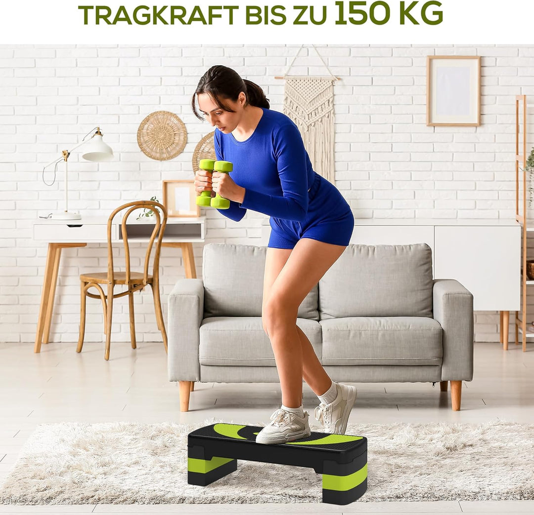 HOMCOM Steppbrett Aerobic-Stepper höhenverstellbar mit 3 Stufen (10/15/20 cm) Fitness Heimtrainer fü