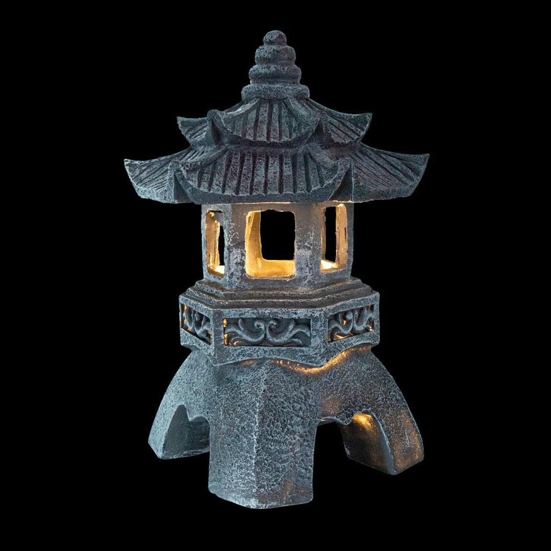 YARNOW Pavillons Statue Zen Pagode Statue Statue Garten Solar Solarfelsenlicht Asiatische Laterne Pa