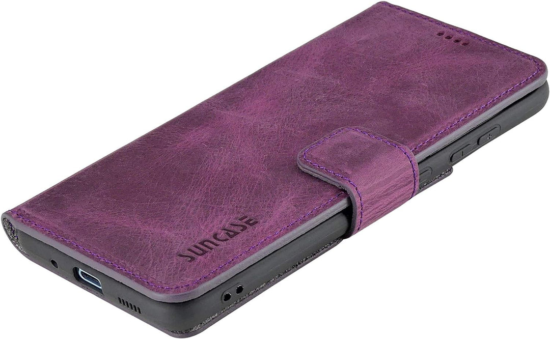Suncase Book-Style Hülle kompatibel mit Samsung Galaxy S20 Leder Tasche (Slim-Fit) Lederhülle Handyt