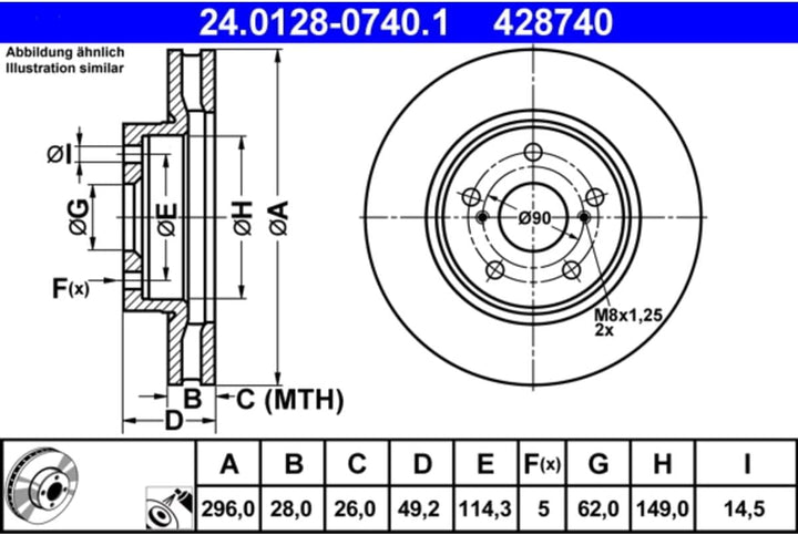 ATE 24.0128-0740.1 Bremsscheibe - (Paar)