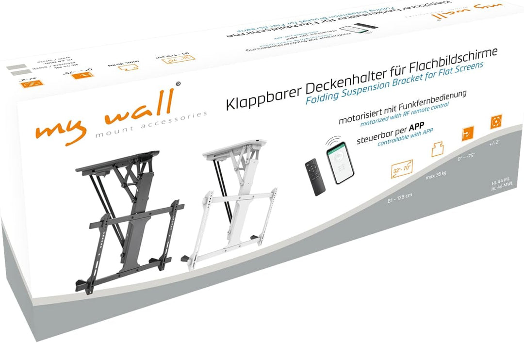 mywall HL44ML Motorisierter & klappbarer Smart Home Deckenhalterung für Fernseher für Bildschirmgrös